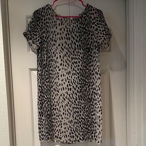DKNYC Black and Off-White/Cream animal pattern Blouse
